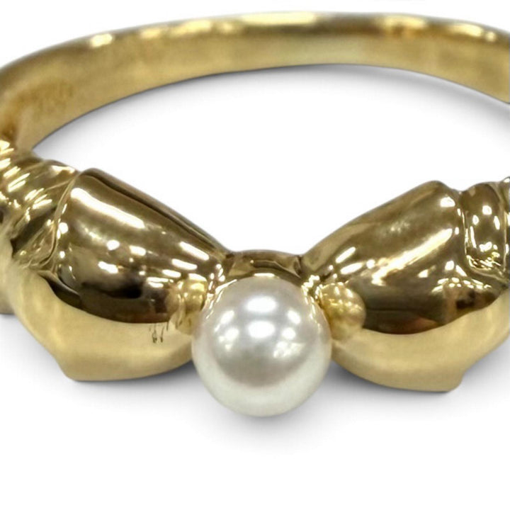 Excellent DIOR Ring ring Ribbon design gold 750 Women
