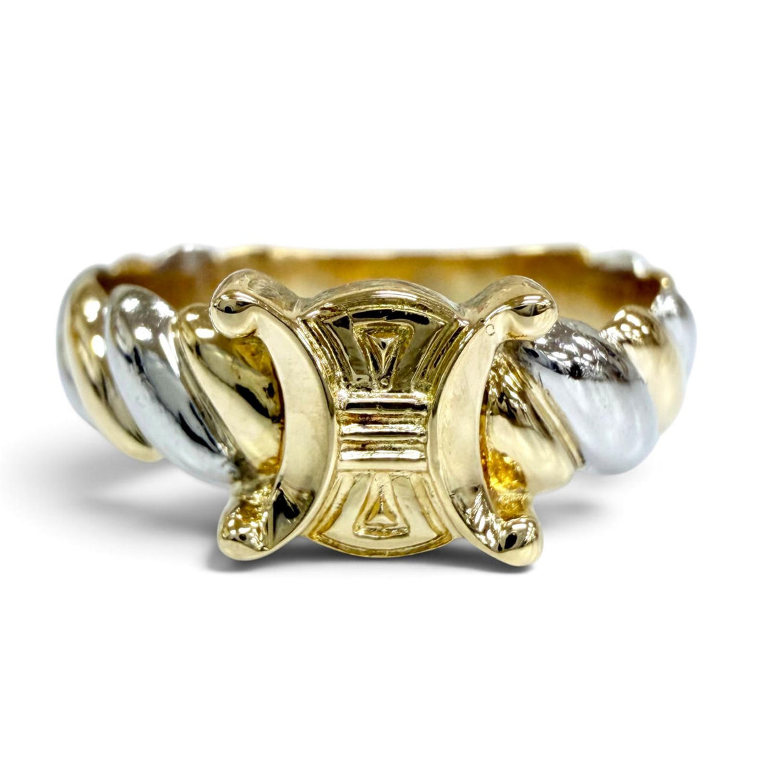 Great CELINE Ring ring PT900 Macadam Yellow Gold 750 Women