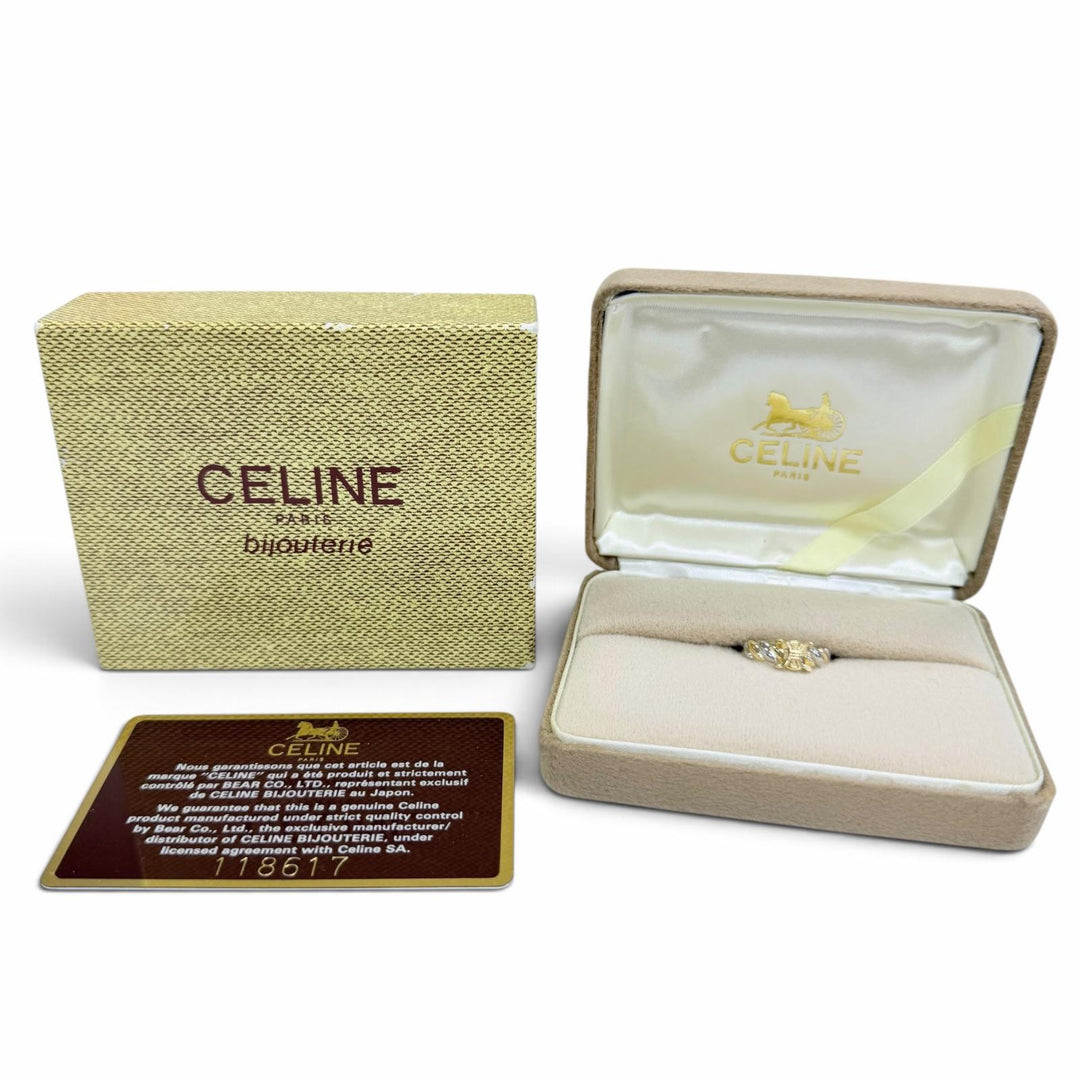 Great CELINE Ring ring PT900 Macadam Yellow Gold 750 Women