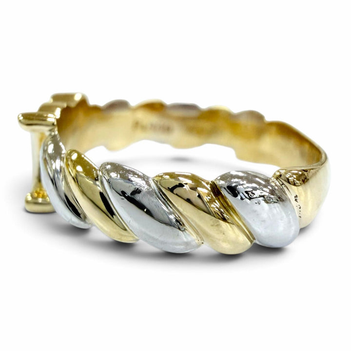 Great CELINE Ring ring PT900 Macadam Yellow Gold 750 Women