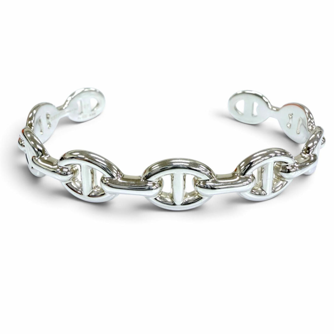 Excellent HERMES Bangle Shane D'ancle Anchenée ST Bracelet with cross AG925