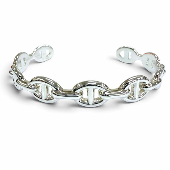 Excellent HERMES Bangle Shane D'ancle Anchenée ST Bracelet with cross AG925