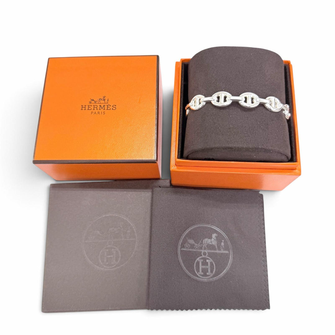 Excellent HERMES Bangle Shane D'ancle Anchenée ST Bracelet with cross AG925
