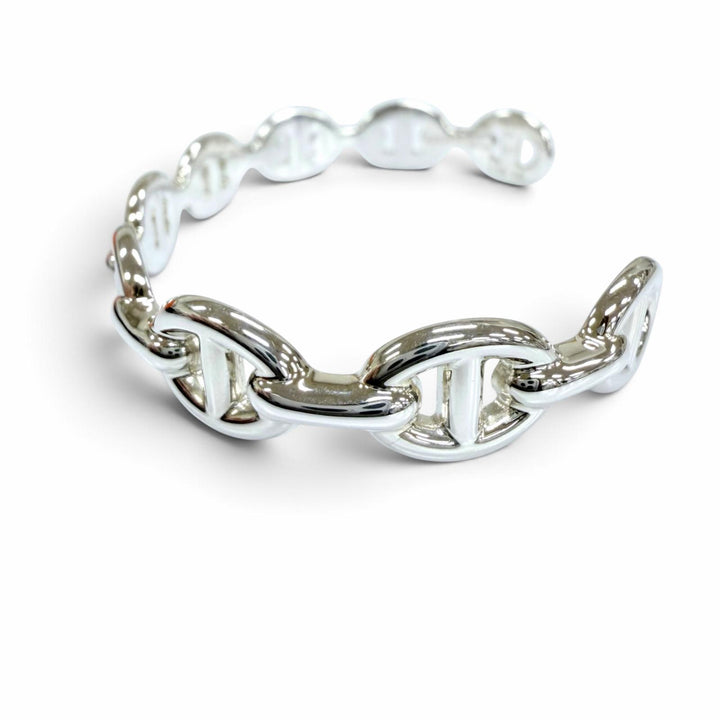 Excellent HERMES Bangle Shane D'ancle Anchenée ST Bracelet with cross AG925