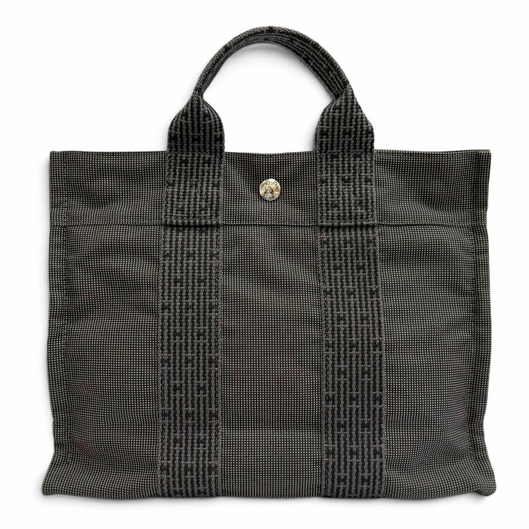 Great HERMES Handbag Her Line Tote PM Serie Button Canvas Tote Bag gray