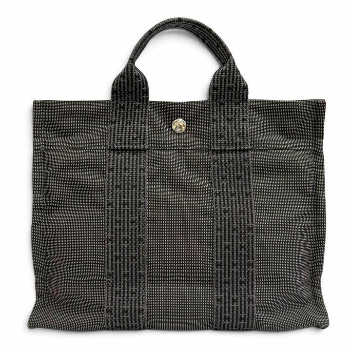 Great HERMES Handbag Her Line Tote PM Serie Button Canvas Tote Bag gray