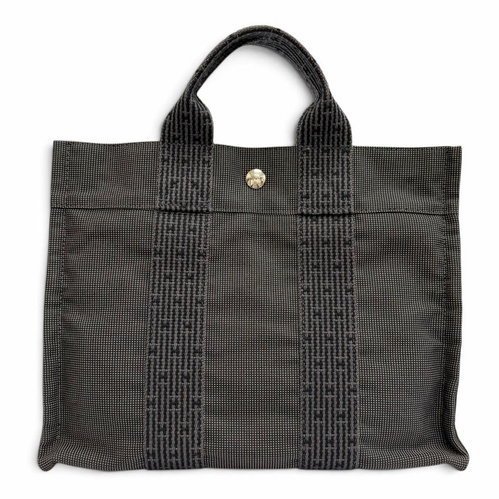 Great HERMES Handbag Her Line Tote PM Serie Button Canvas Tote Bag gray