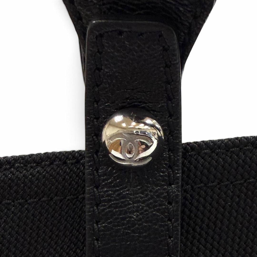 Excellent CHANEL Tote Bag Paris Biarritz PM black Coated canvas Women A34208