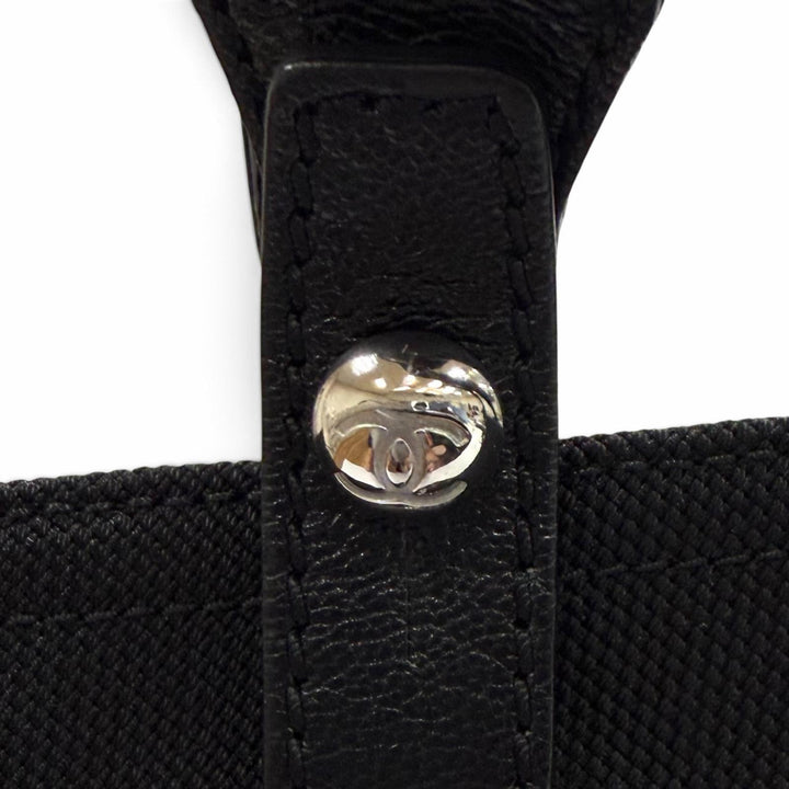 Excellent CHANEL Tote Bag Paris Biarritz PM black Coated canvas Women A34208
