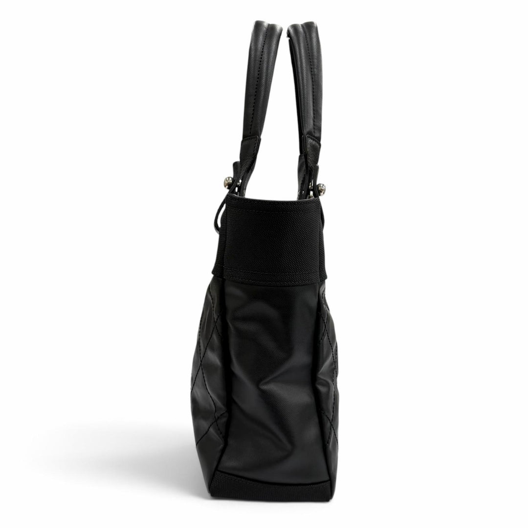 Excellent CHANEL Tote Bag Paris Biarritz PM black Coated canvas Women A34208