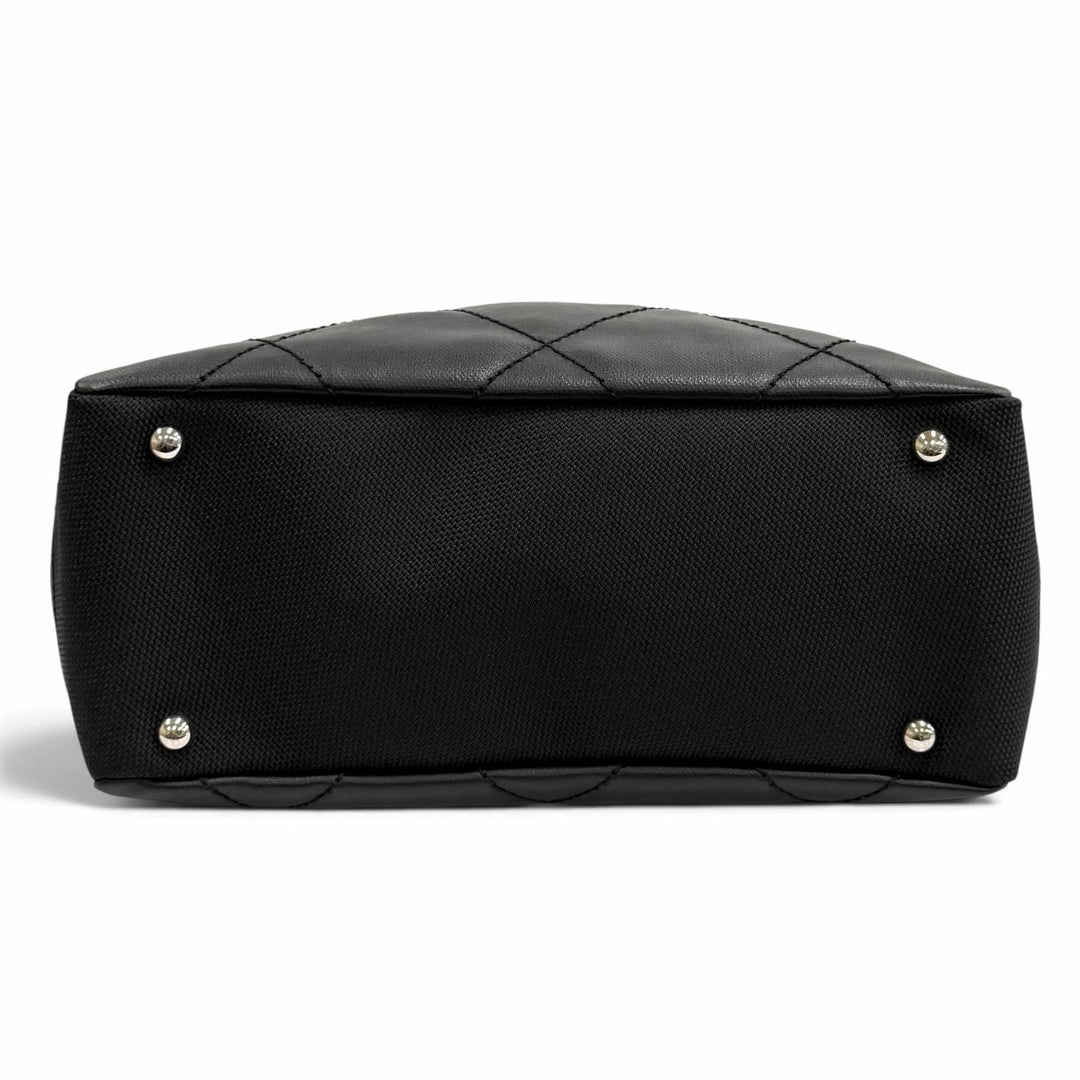 Excellent CHANEL Tote Bag Paris Biarritz PM black Coated canvas Women A34208