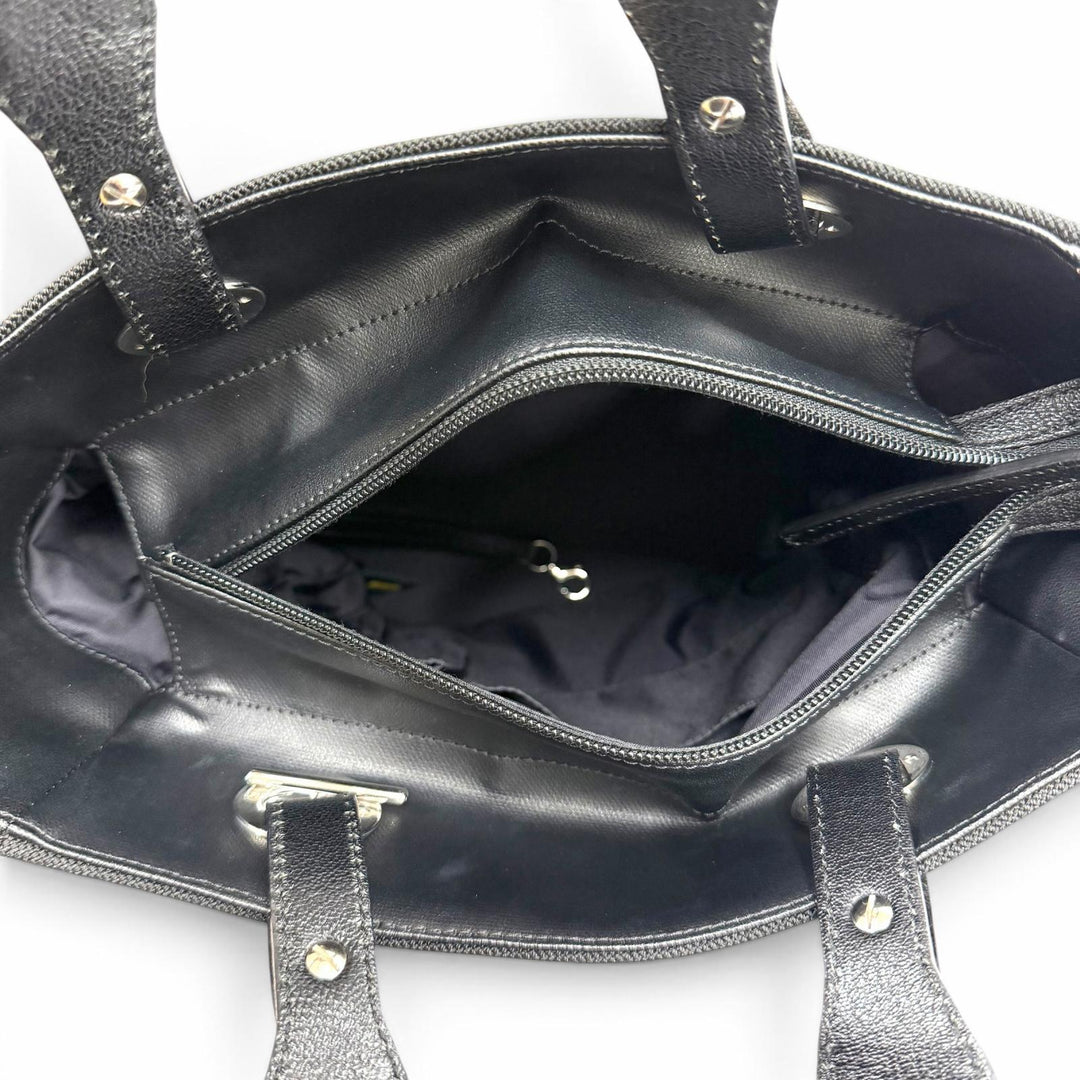 Excellent CHANEL Tote Bag Paris Biarritz PM black Coated canvas Women A34208
