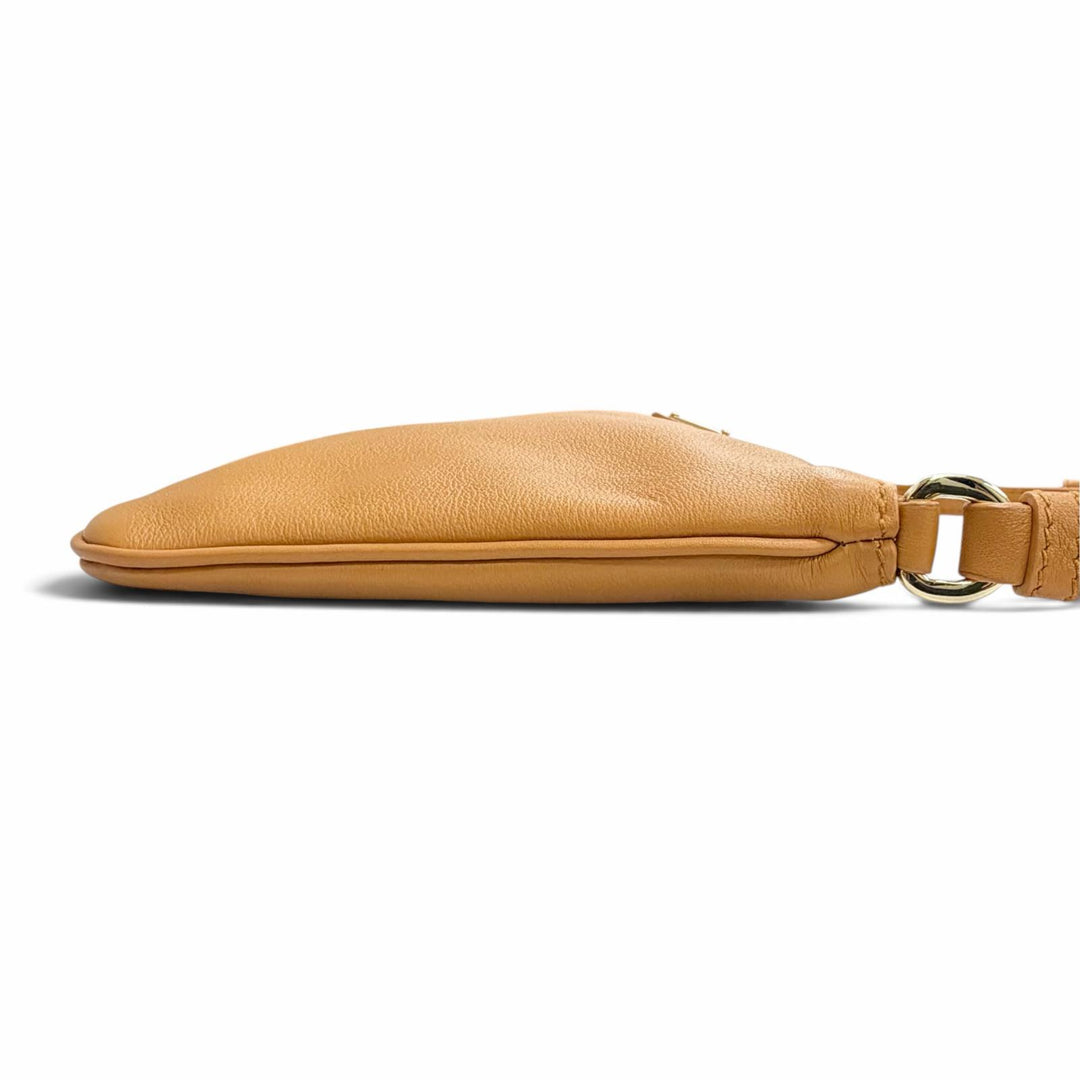 Excellent PRADA Shoulder Bag Triangle logo, soft grain leather Brown 1BC238