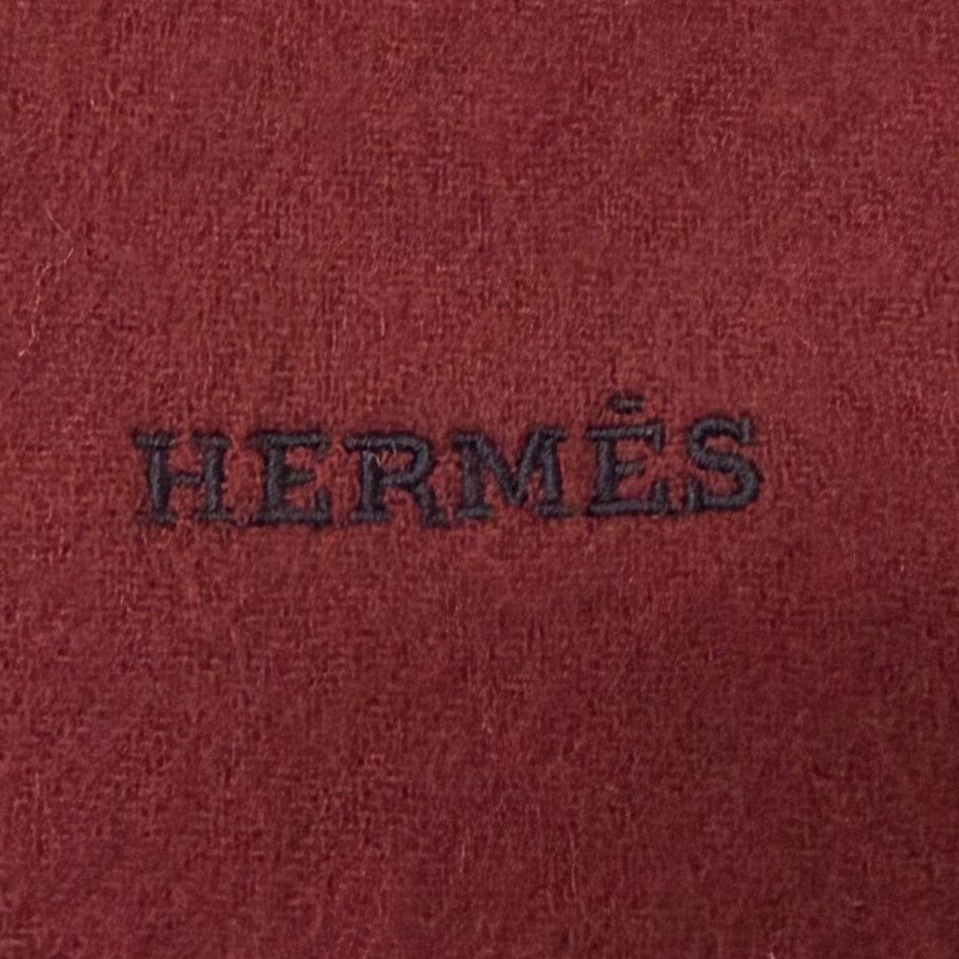 Excellent HERMES Scarf Recto Verso H logo embroidery fringe