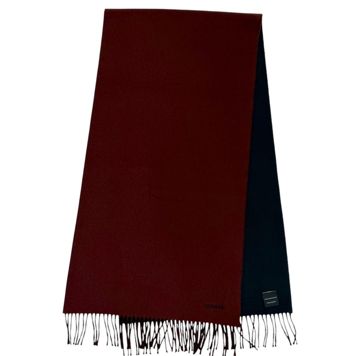 Excellent HERMES Scarf Recto Verso H logo embroidery fringe