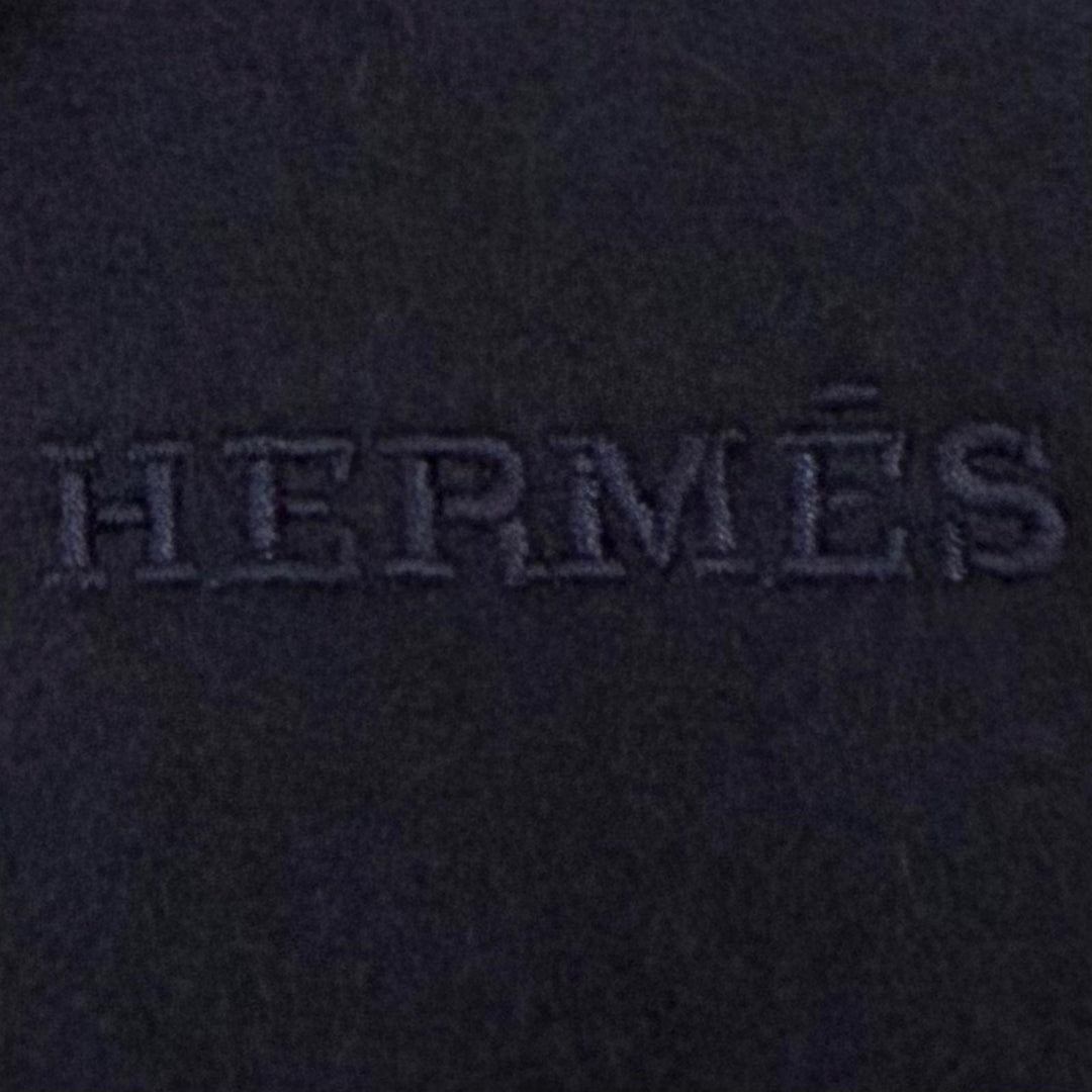 Excellent HERMES Scarf Cheval au Tré Navy cashmere mens