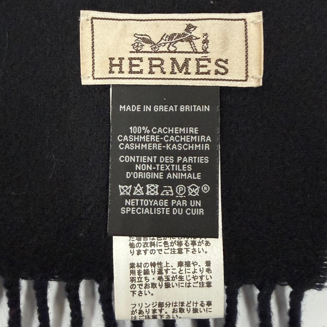 Excellent HERMES Scarf Cheval au Tré Navy cashmere mens