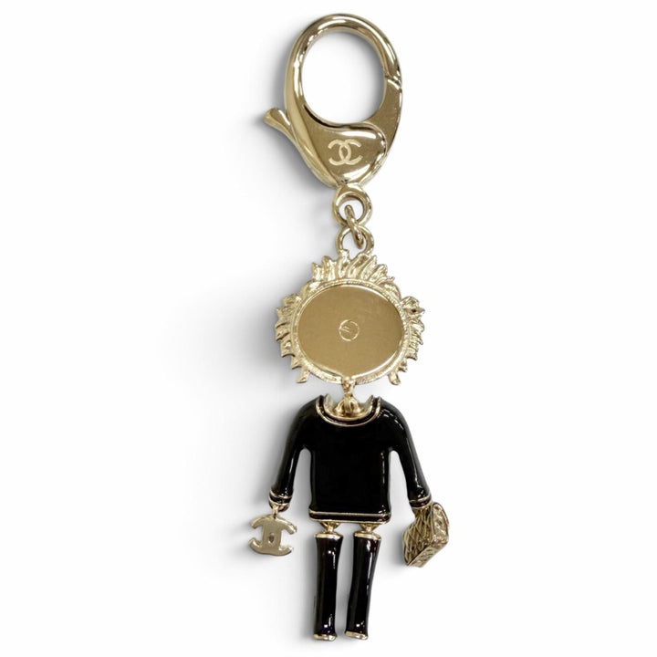 Excellent CHANEL Bag charm COCO Mark Rhinestone Camellia Matelassé B22P AB7960