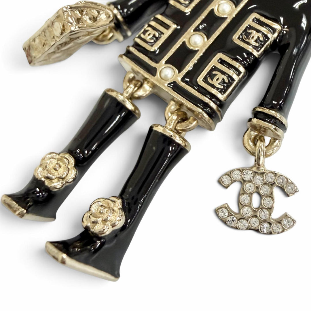 Excellent CHANEL Bag charm COCO Mark Rhinestone Camellia Matelassé B22P AB7960