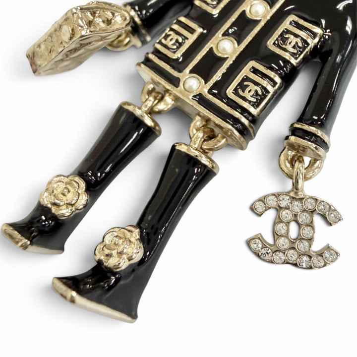Excellent CHANEL Bag charm COCO Mark Rhinestone Camellia Matelassé B22P AB7960