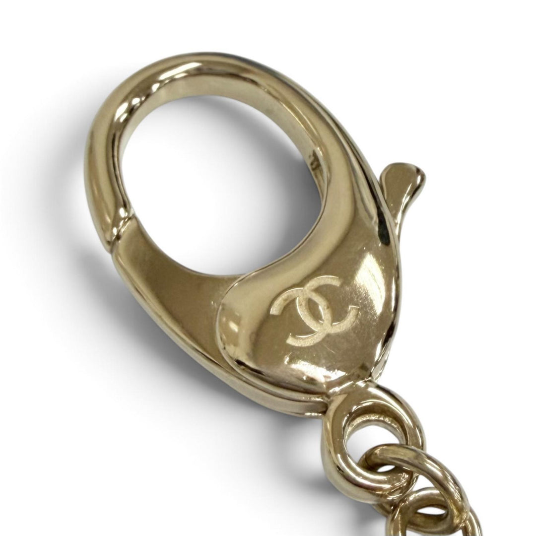 Excellent CHANEL Bag charm COCO Mark Rhinestone Camellia Matelassé B22P AB7960