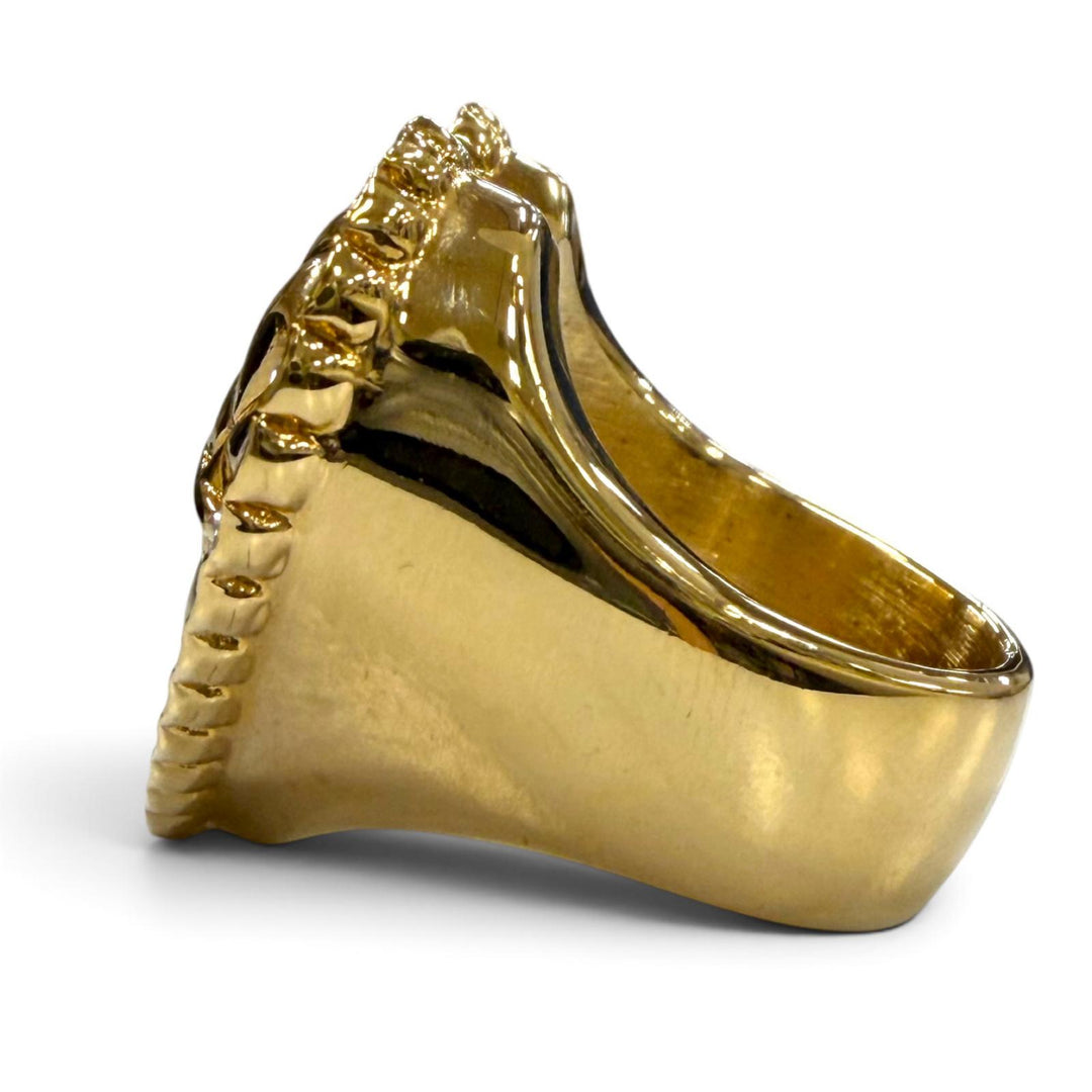 Great CHANEL Ring ring Matelassé Heart gold Pearl Women B24A ABC459