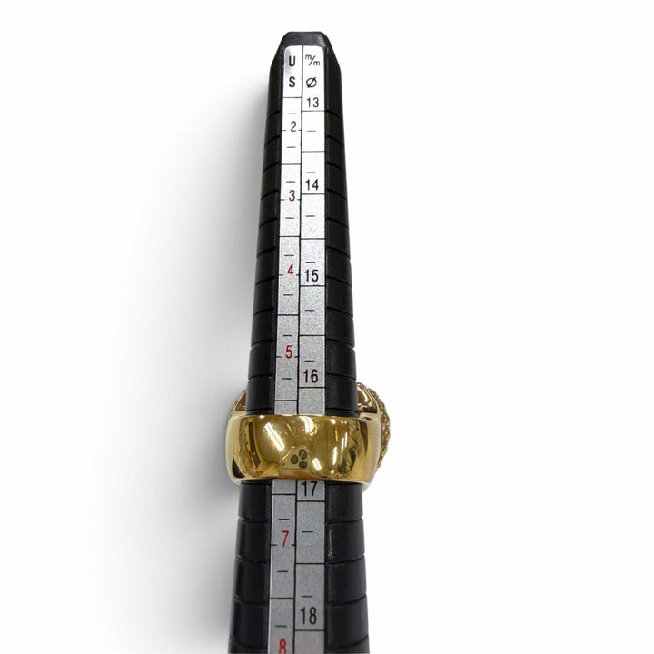 Great CHANEL Ring ring Matelassé Heart gold Pearl Women B24A ABC459