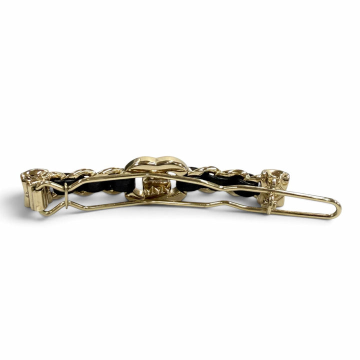 Excellent CHANEL Valletta COCO Mark Turnlock Motif Matelassé gold Women B21S