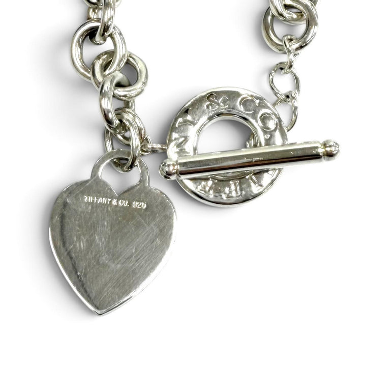 Great TIFFANY&Co. Necklace Heart Tag Toggle Choker Silver 925 Women