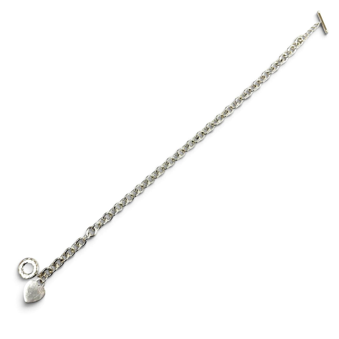 Great TIFFANY&Co. Necklace Heart Tag Toggle Choker Silver 925 Women