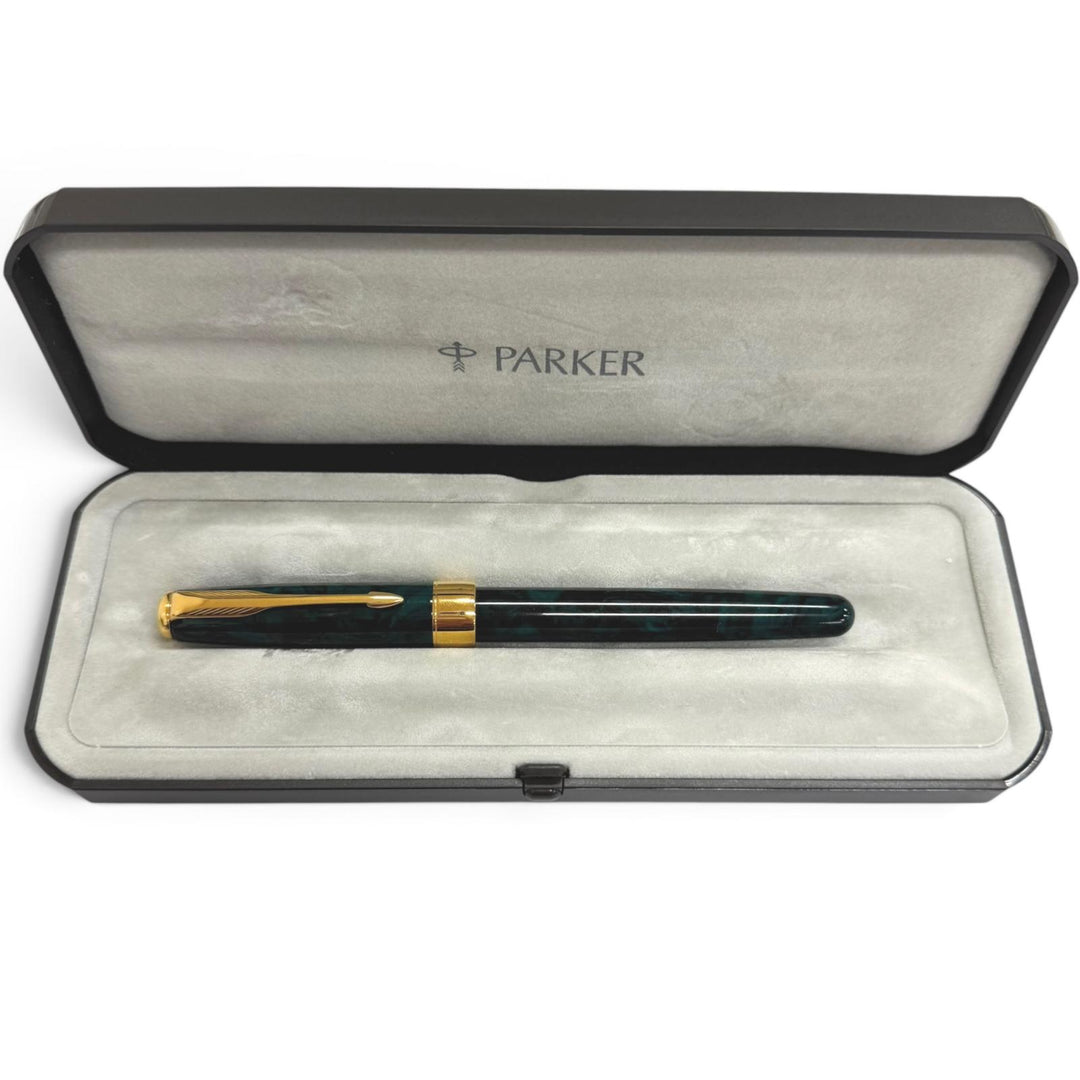 Excellent PARKER fountain pen SONNET Marble Green 18K mens