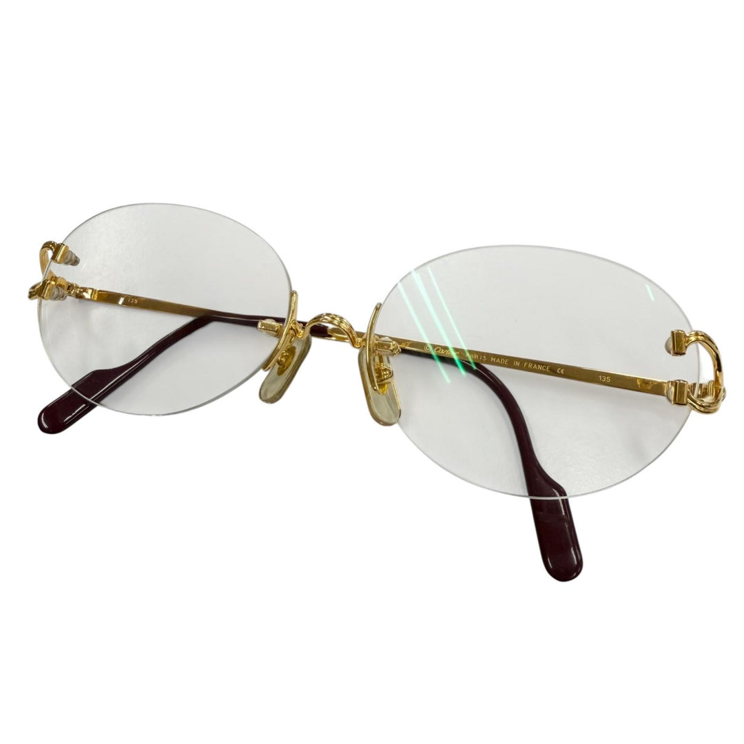 Very Good Cartier Glasses 2C decor Rimless Two-Point gold mens