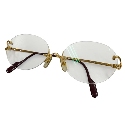 Very Good Cartier Glasses 2C decor Rimless Two-Point gold mens