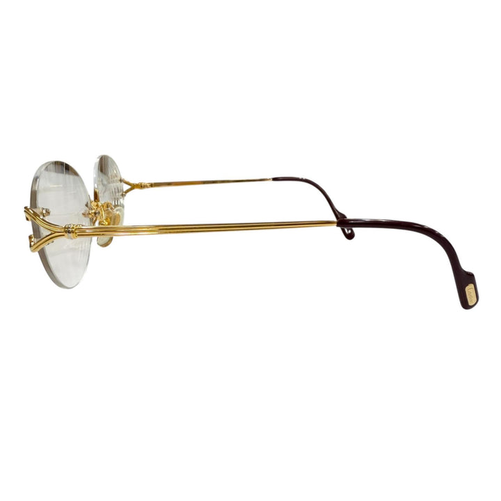 Very Good Cartier Glasses 2C decor Rimless Two-Point gold mens