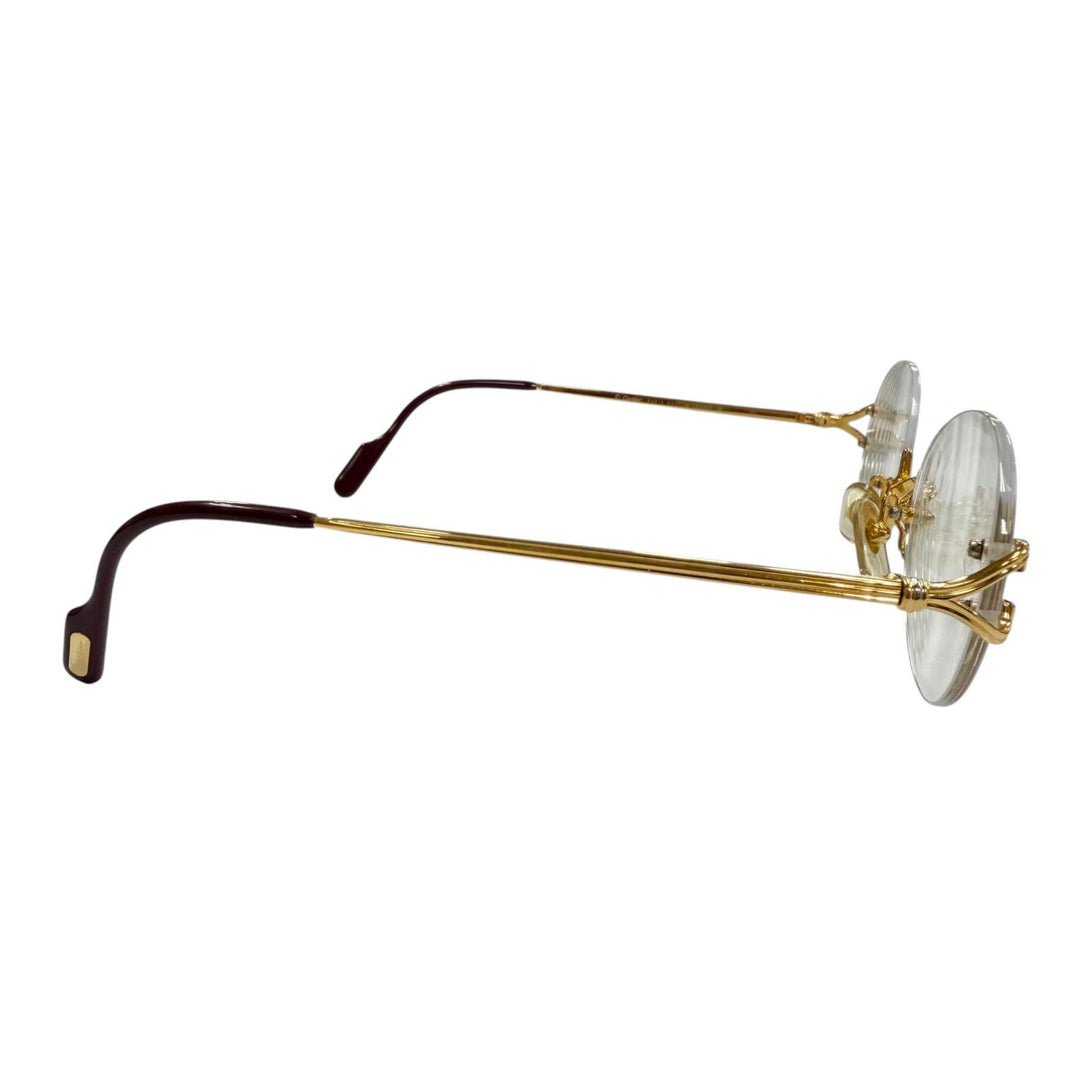 Very Good Cartier Glasses 2C decor Rimless Two-Point gold mens