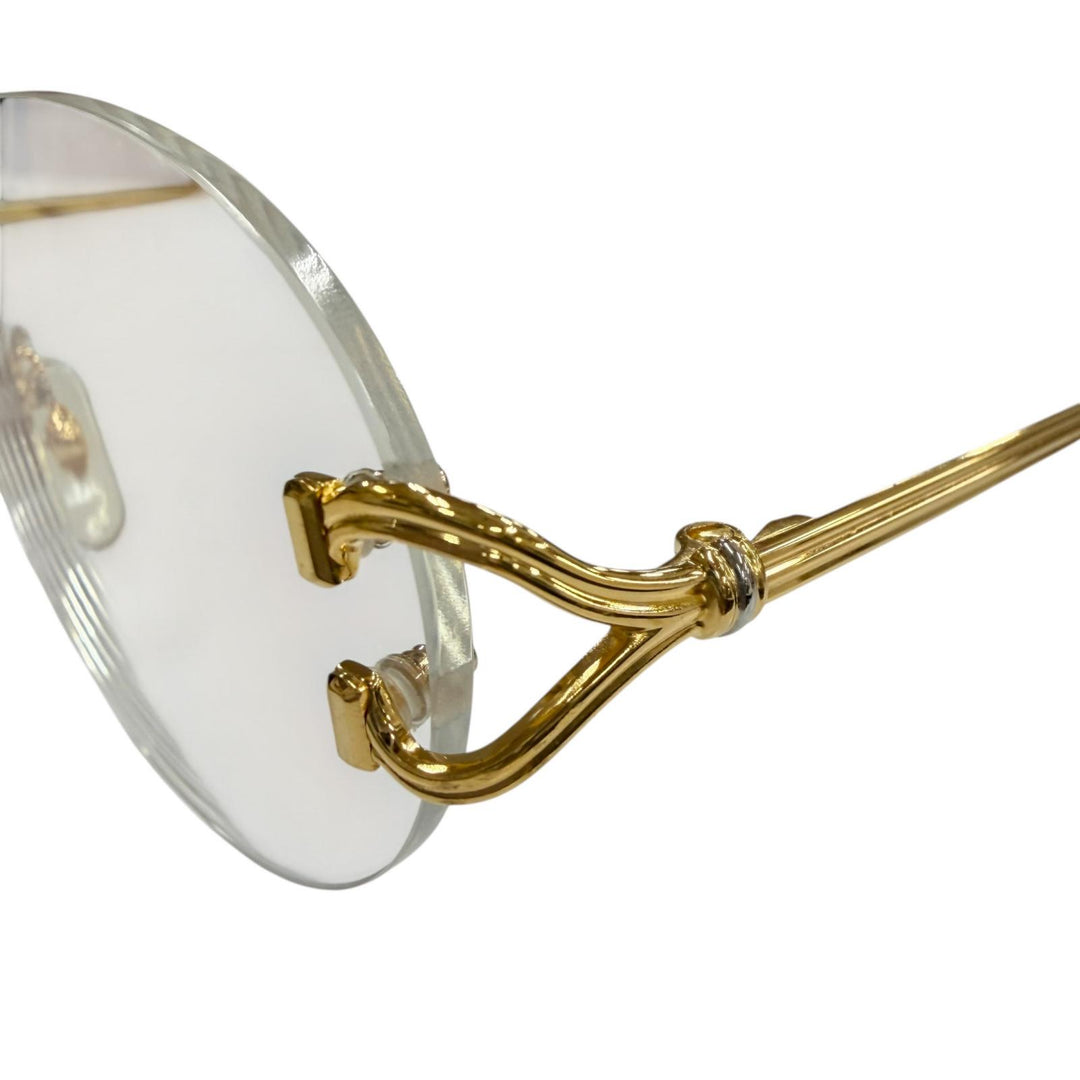 Very Good Cartier Glasses 2C decor Rimless Two-Point gold mens
