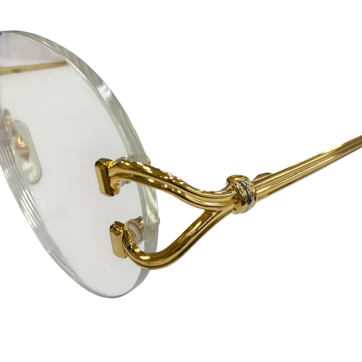 Very Good Cartier Glasses 2C decor Rimless Two-Point gold mens