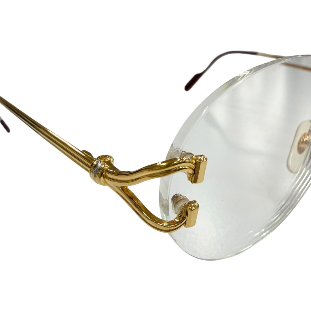 Very Good Cartier Glasses 2C decor Rimless Two-Point gold mens