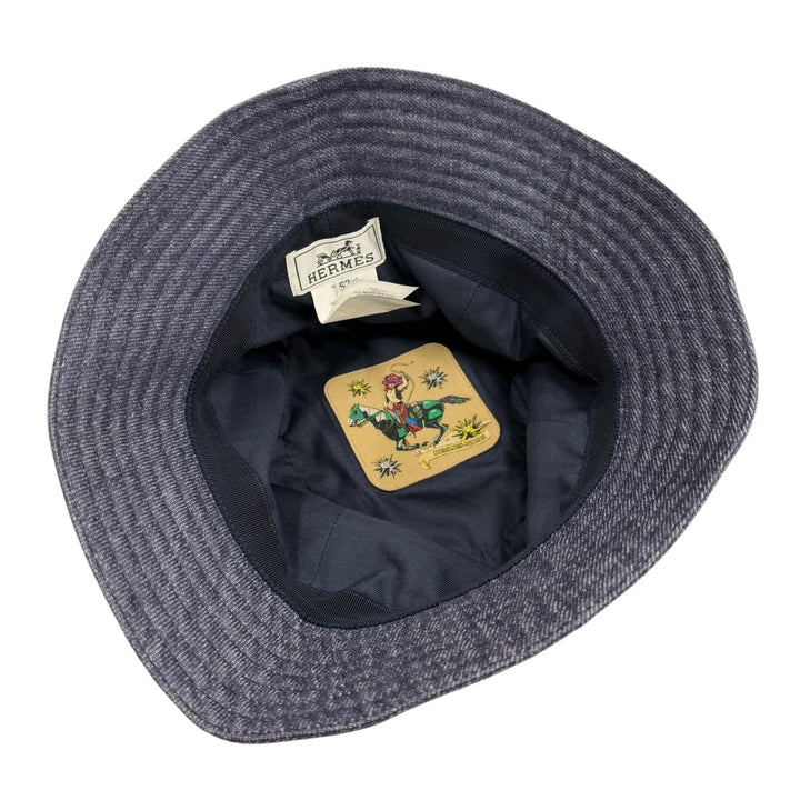 Great HERMES hat Bob Eden Serie Hat bucket Indigo linen mens 57