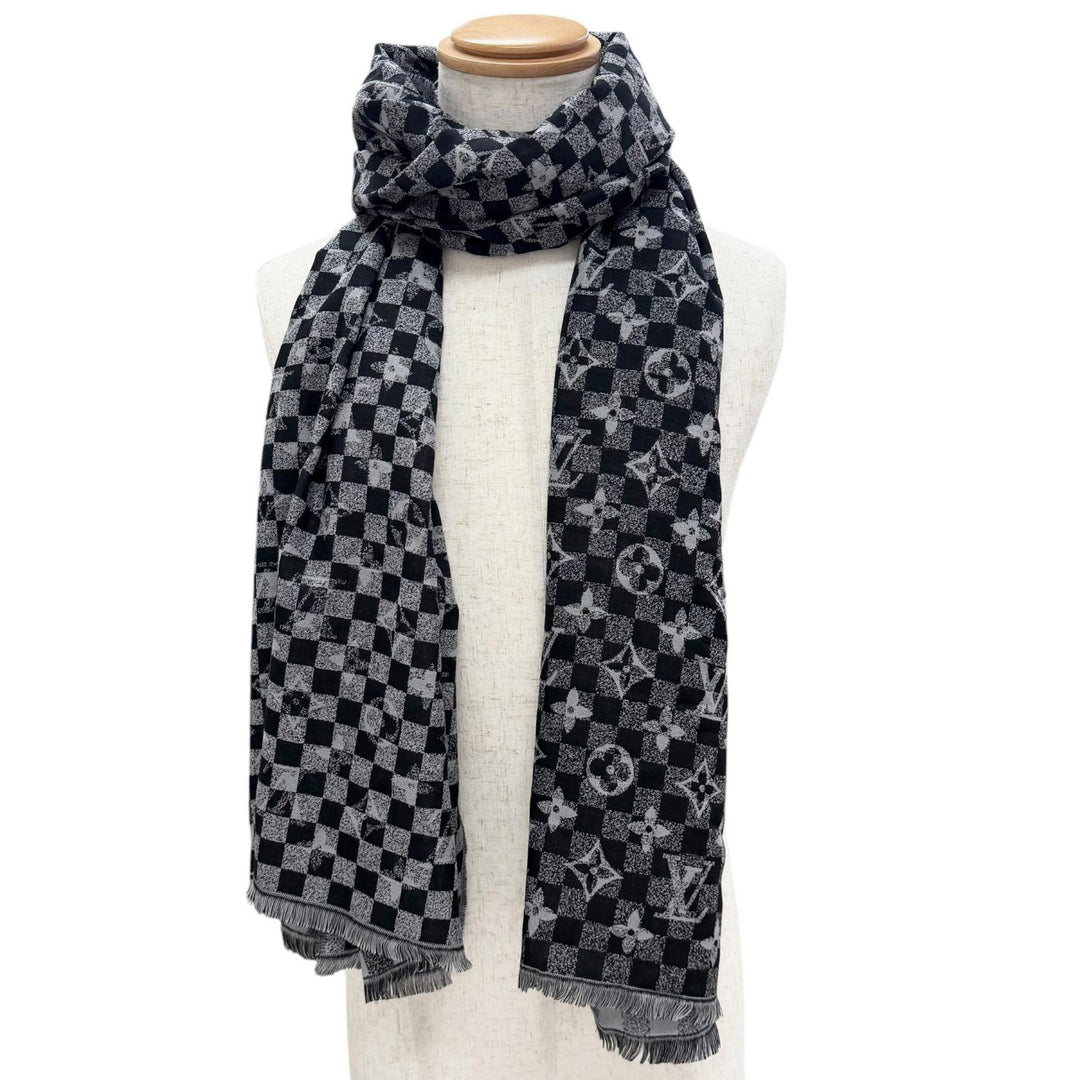 Excellent LOUIS VUITTON Stall Etol Damier Gradient black wool mens M76560