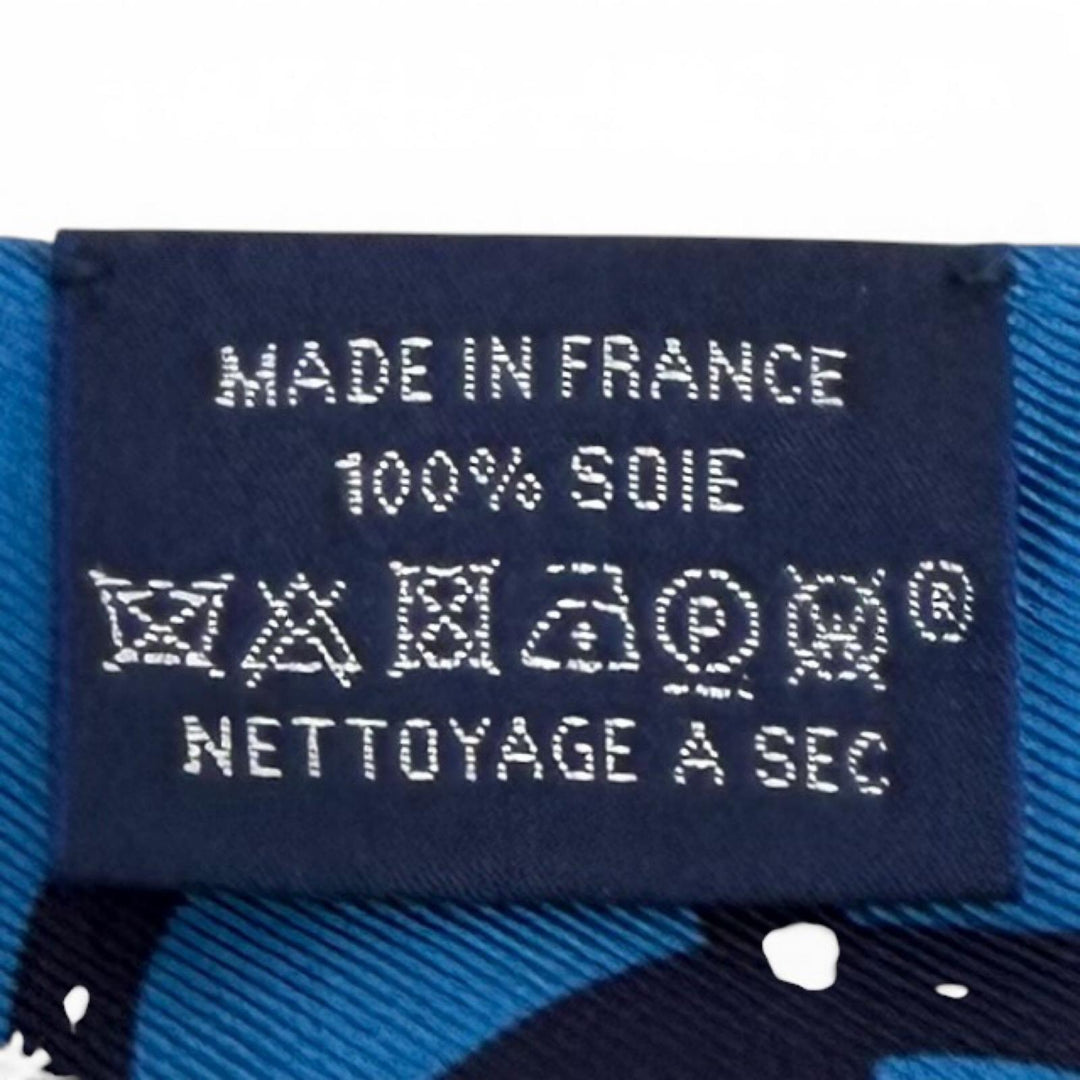 Excellent HERMES scarf MORS ET TRESSET blue silk Women