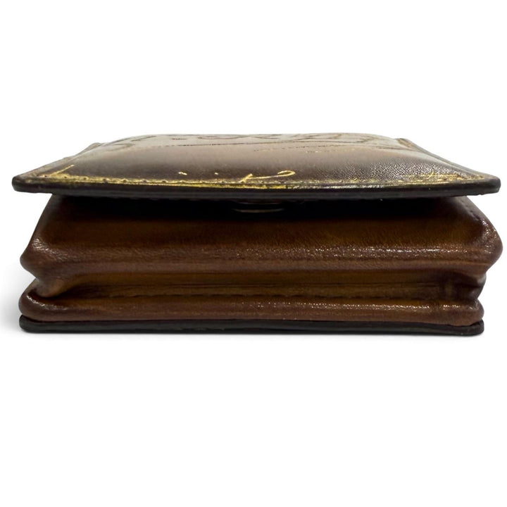 Great BERLUTI Coin case KHAYA Kaya Calligraphy Golden Patina Leather Brown mens