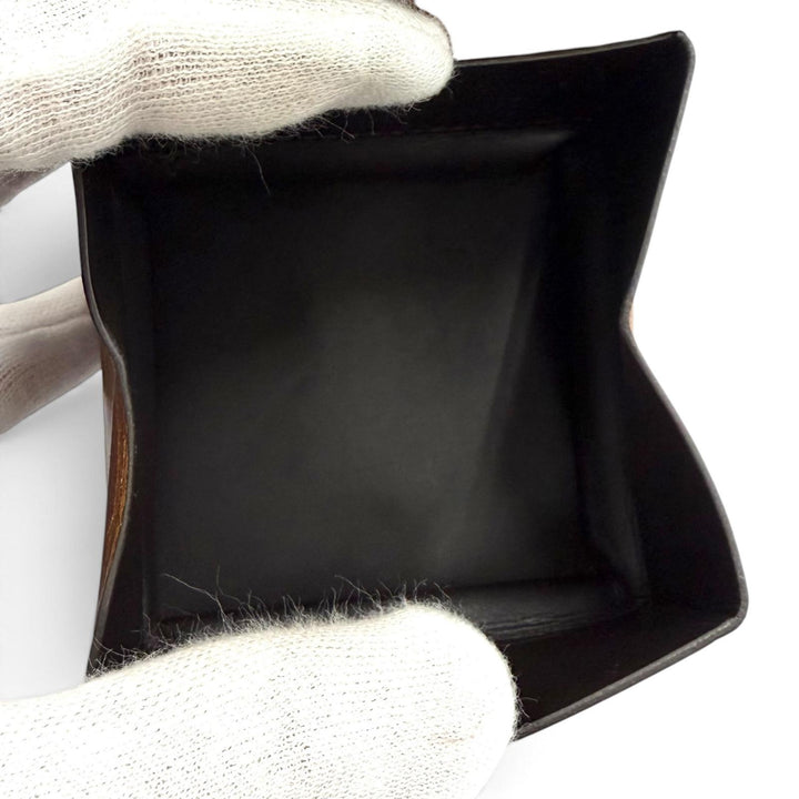 Great BERLUTI Coin case KHAYA Kaya Calligraphy Golden Patina Leather Brown mens