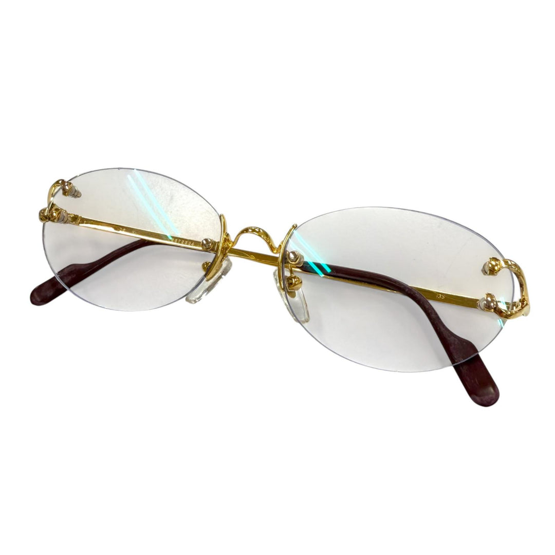 Good Cartier Glasses Rimless, two-point design with metal logo. gold mens