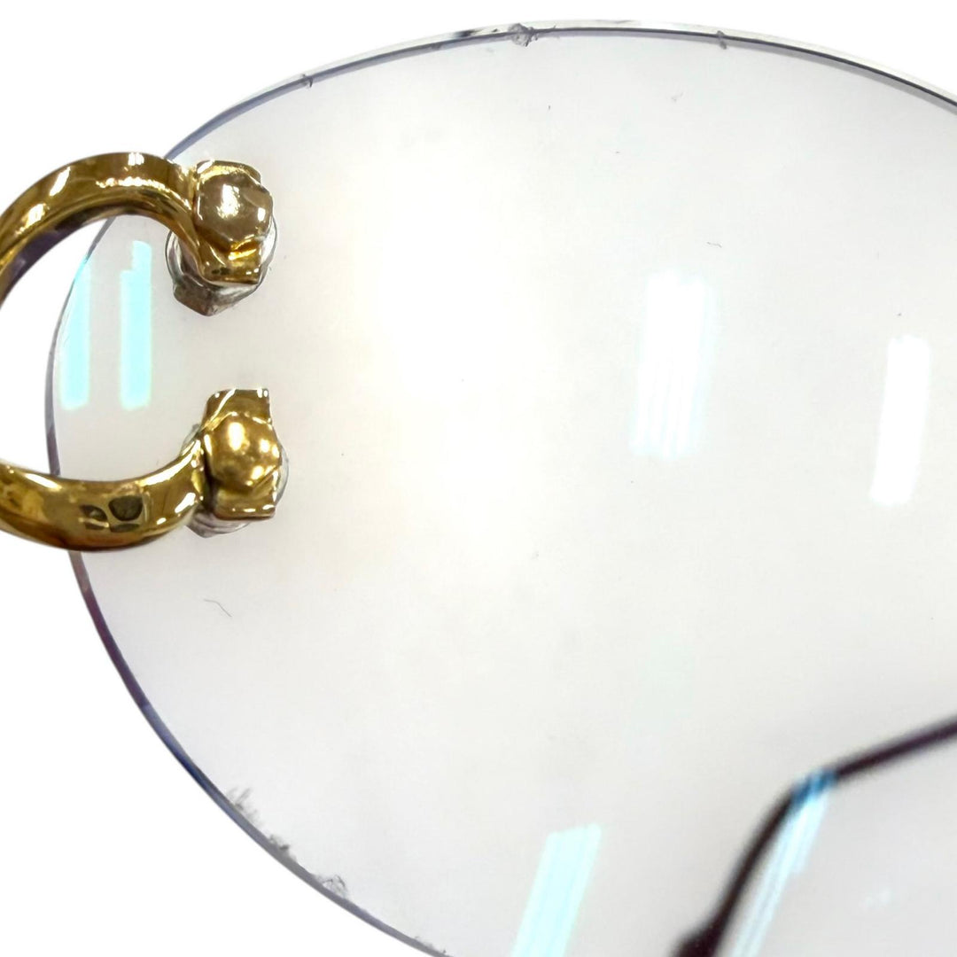 Good Cartier Glasses Rimless, two-point design with metal logo. gold mens