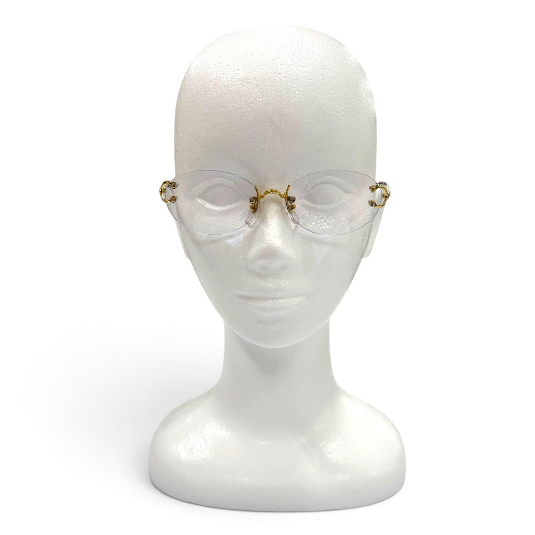 Good Cartier Glasses Rimless, two-point design with metal logo. gold mens