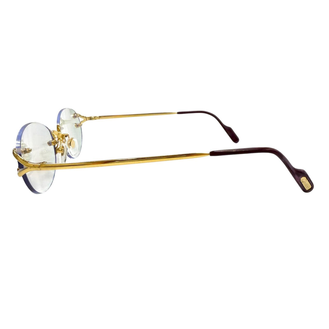 Good Cartier Glasses Rimless, two-point design with metal logo. gold mens