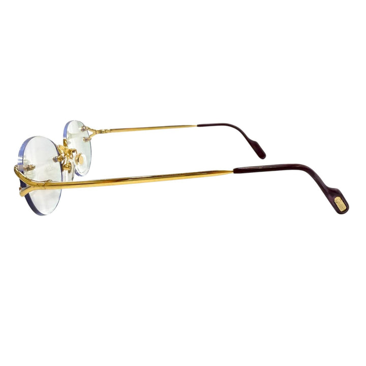Good Cartier Glasses Rimless, two-point design with metal logo. gold mens