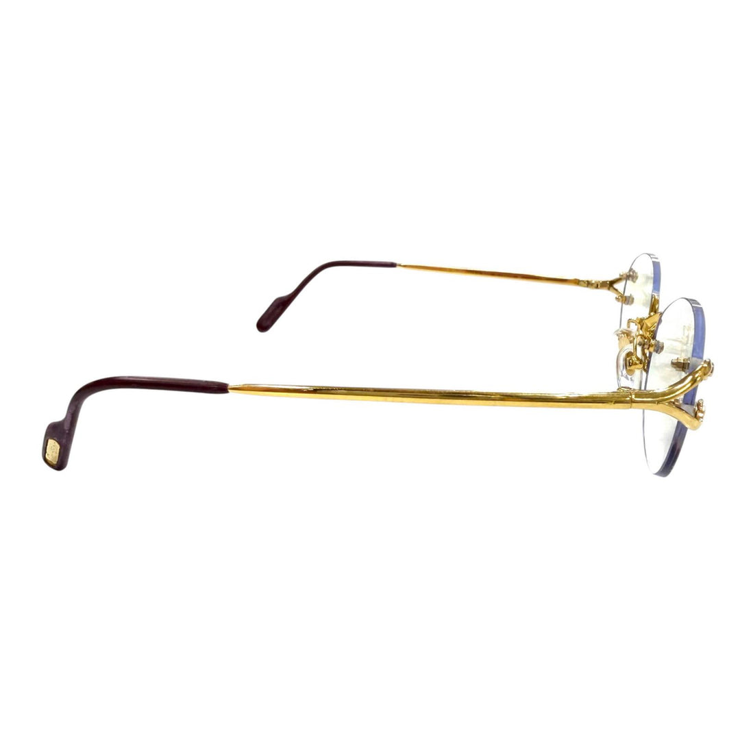 Good Cartier Glasses Rimless, two-point design with metal logo. gold mens