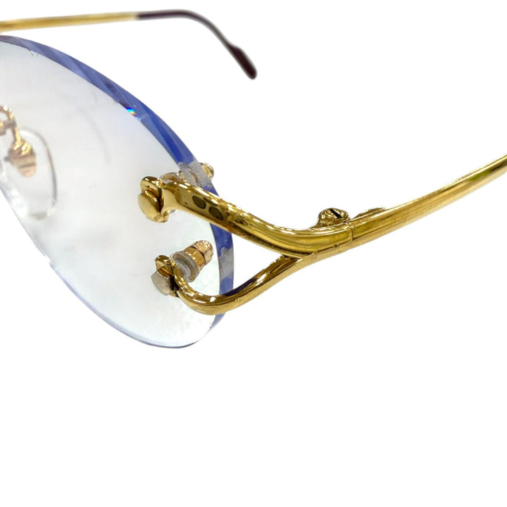 Good Cartier Glasses Rimless, two-point design with metal logo. gold mens